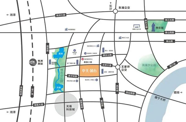 株洲市中天麓台区位图