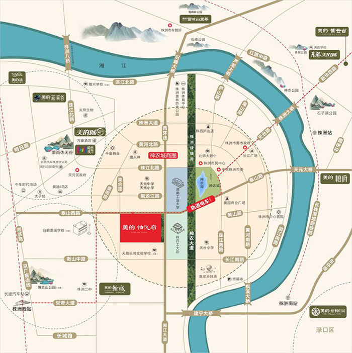 株洲市美的铂悦府区位图