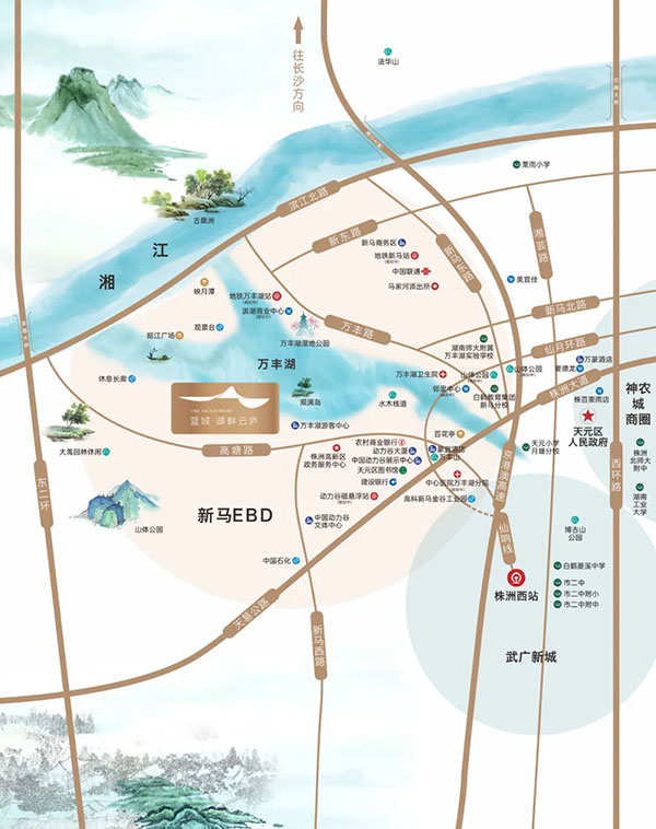 株洲市湖畔云庐区位图