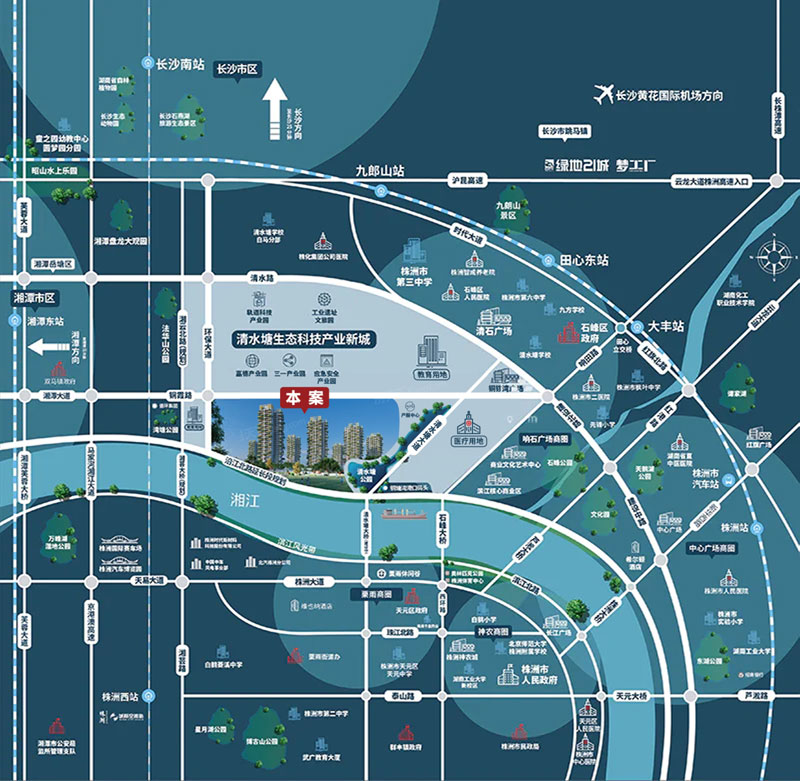 株洲市绿地智慧生态城区位图