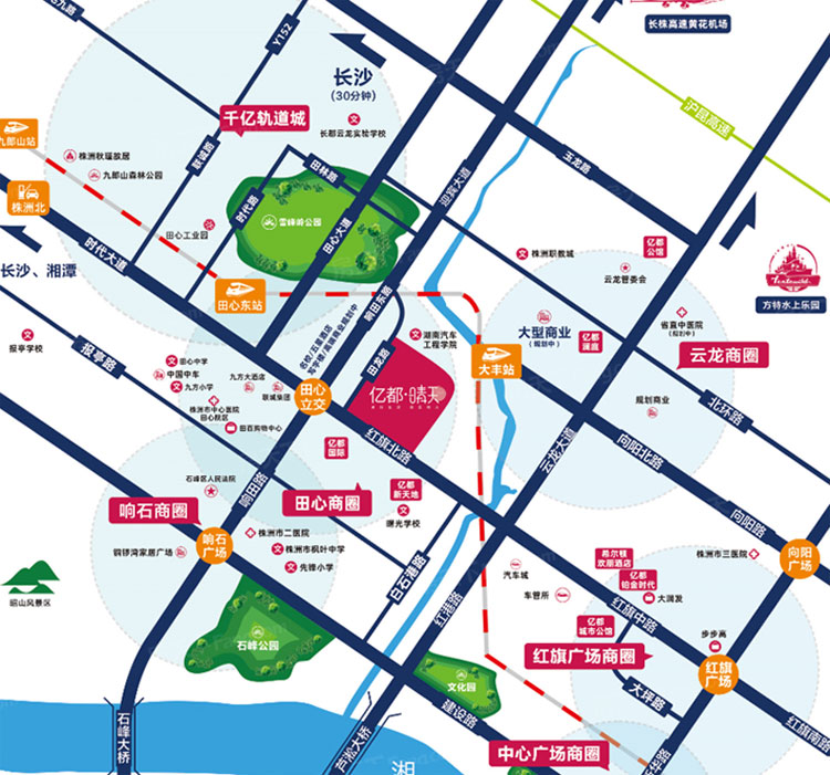 株洲市亿都晴天区位图