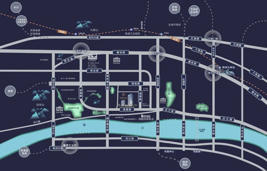 株洲市和天厦工贸总部区位图