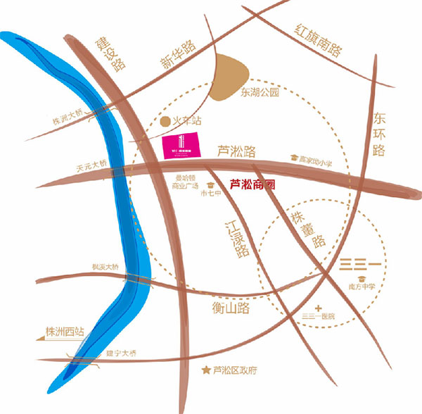 株洲市宝江南城首座区位图