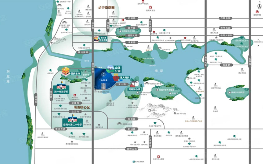 岳阳楼区南湖院区位图